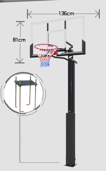 PJ Pro Outdoor Leisure Buried Hand-operated Height Basketball Stand