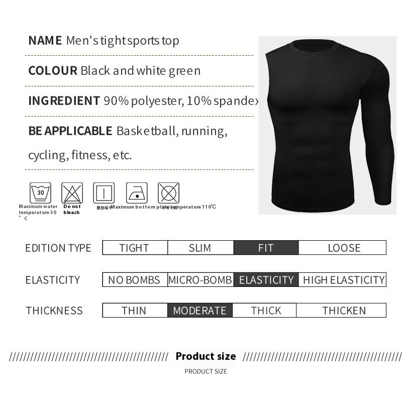Men Compression Basketball Tops Casual Gym Quick Dry Sport Shirt