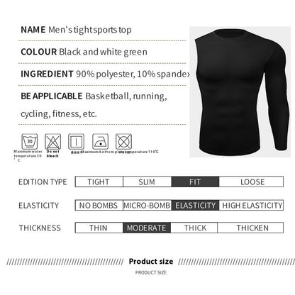 Men Compression Basketball Tops Casual Gym Quick Dry Sport Shirt