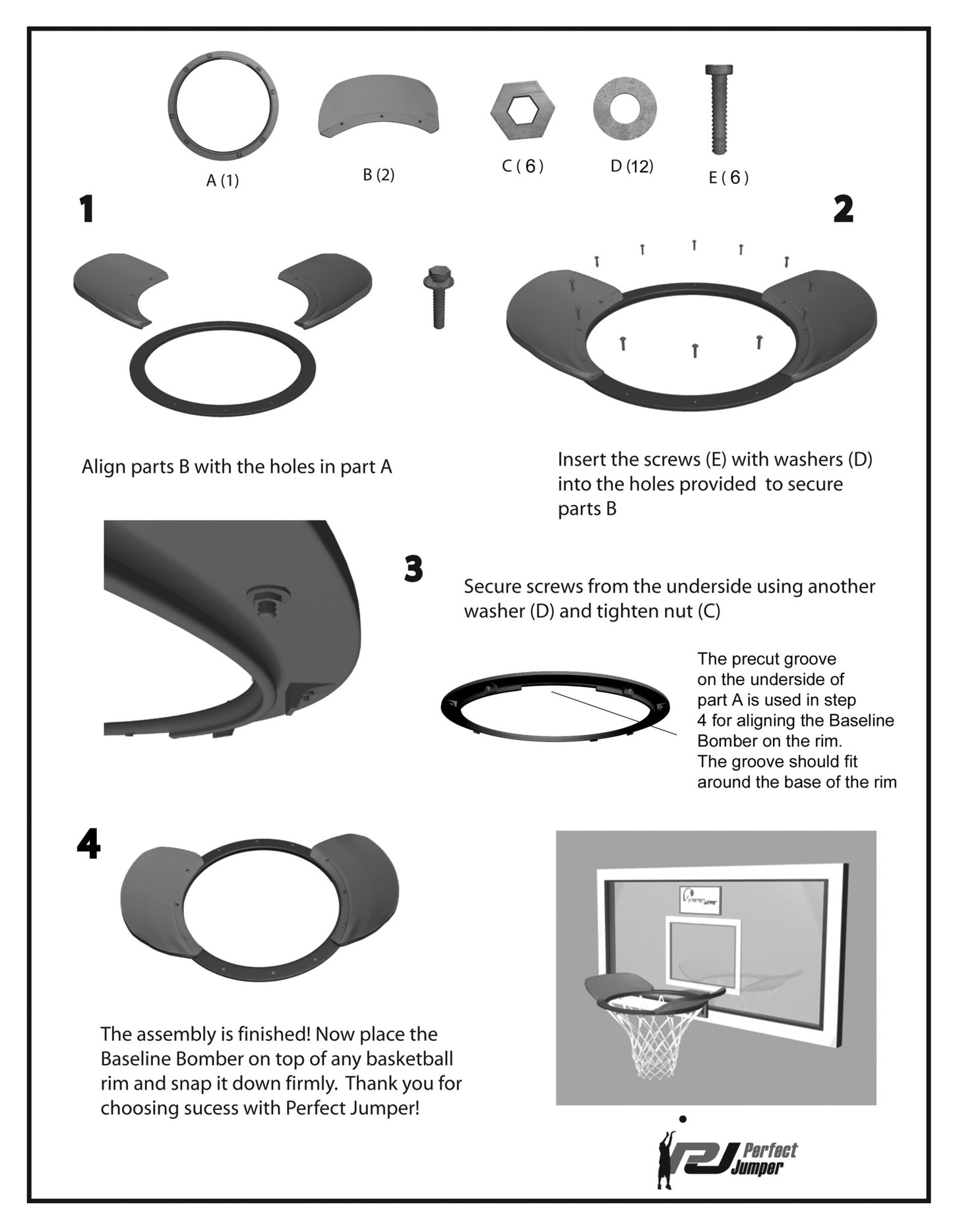 Baseline Bomber – Heavy-Duty Attachable Basketball Training Aid for Baseline Shots, Arc Improvement & 3-Point Precision